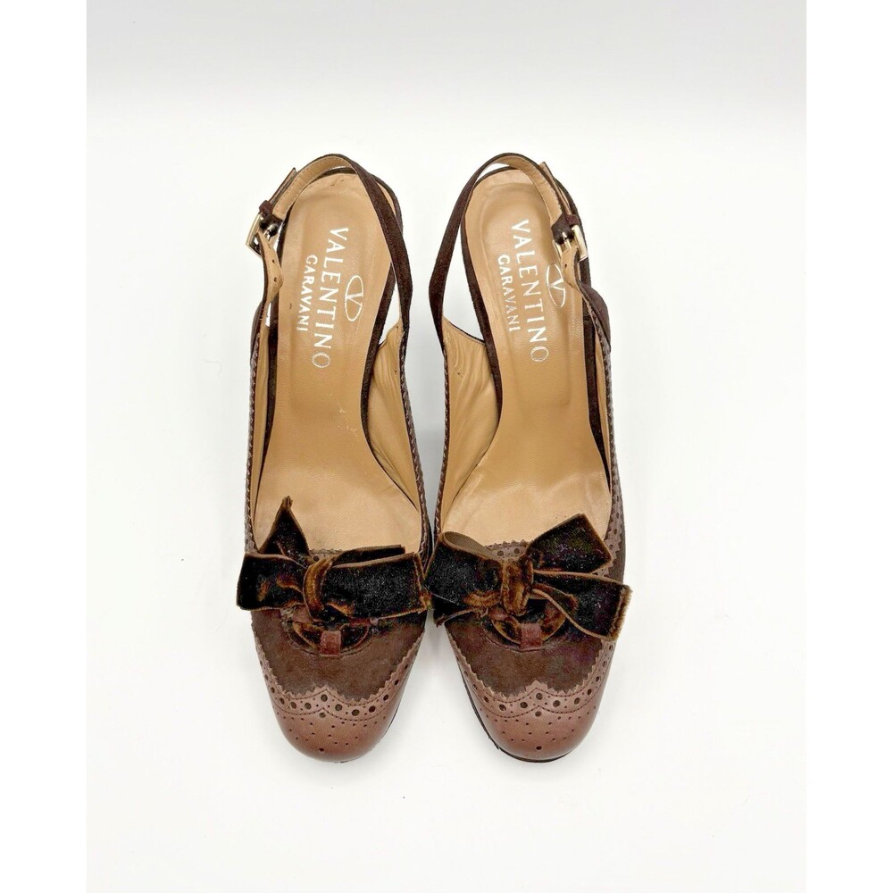 Valentino Garavani Brown Slingback Bow Pumps